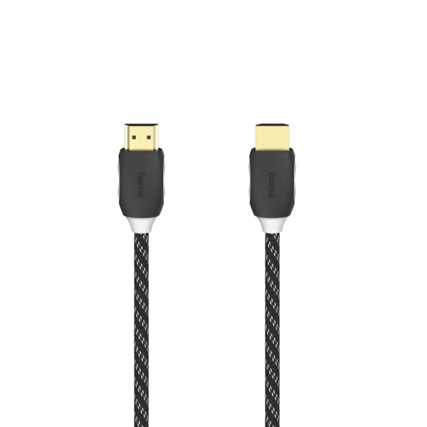 Hama High Speed HDMI™-Kabel, St.-St., Ethernet, Gewebe, vergoldet, Schw., 1,5 m